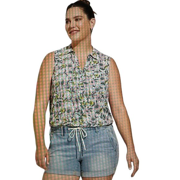 Torrid Women's Harper Georgette Collared Sleeveless Floral Blouse, 4, 4X, 26 - Picture 1 of 5